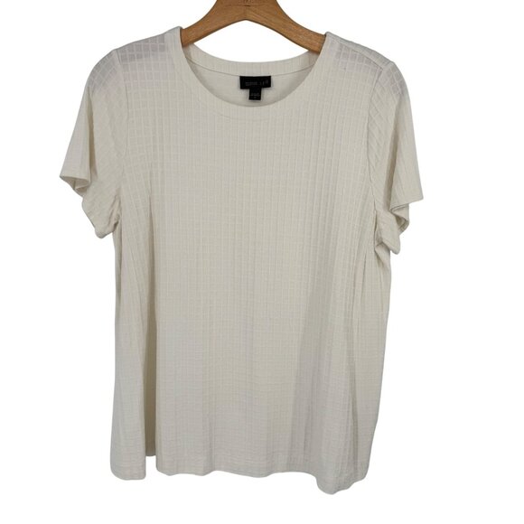 j jill Wearever Collection Cream Textured Short Sleeve knit Topsize medium - Picture 1 of 13